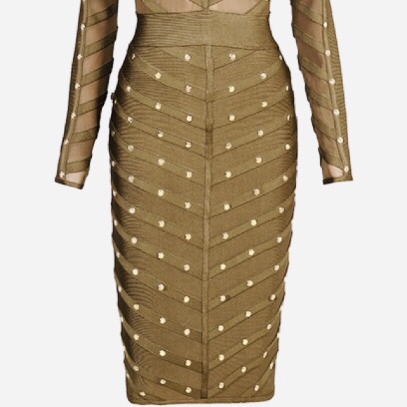STUDDED BANDAGE MIDI DRESS - Picture 4 of 10
